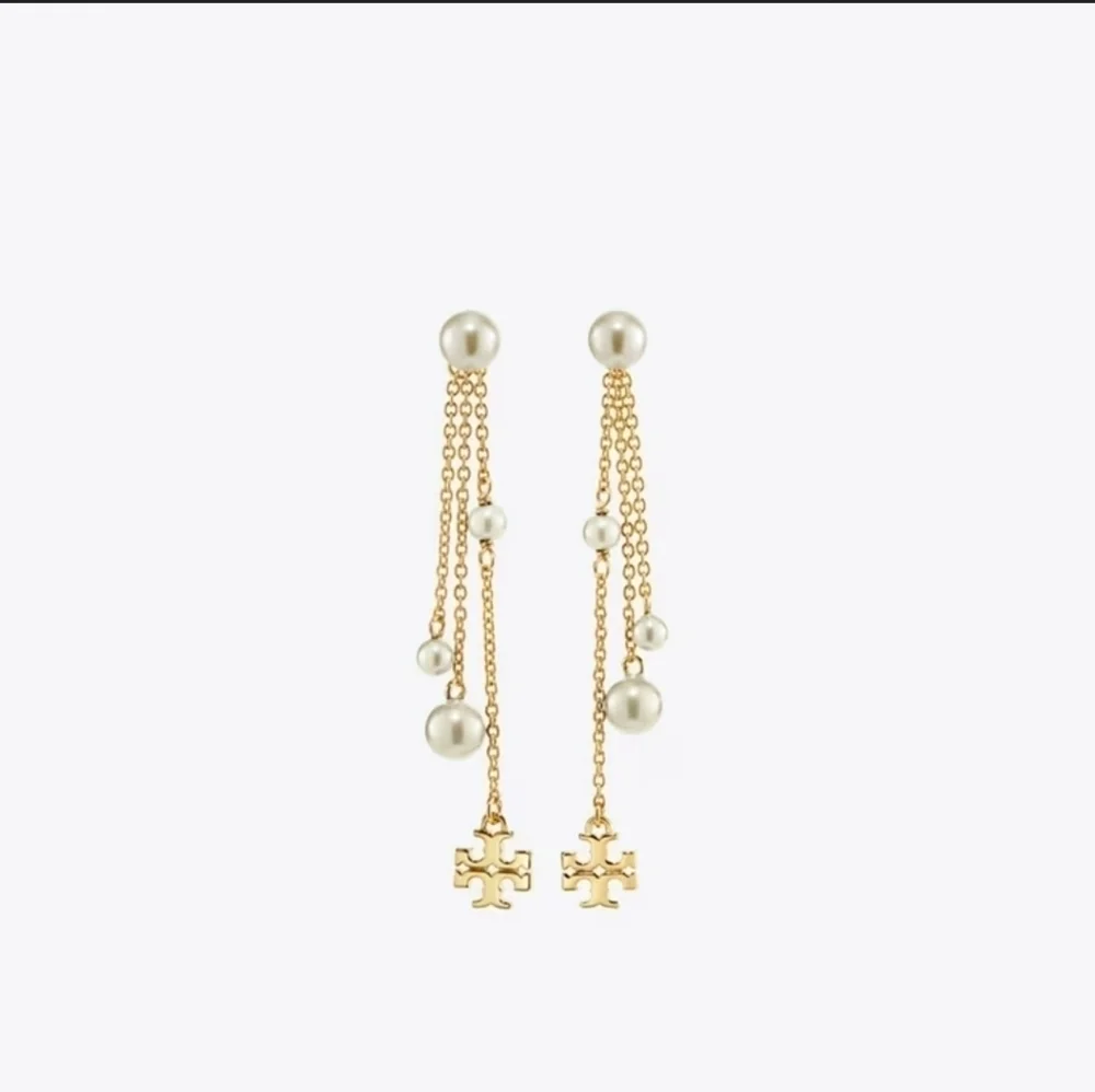 New Tory Burch KIRA PEARL LINEAR EARRING